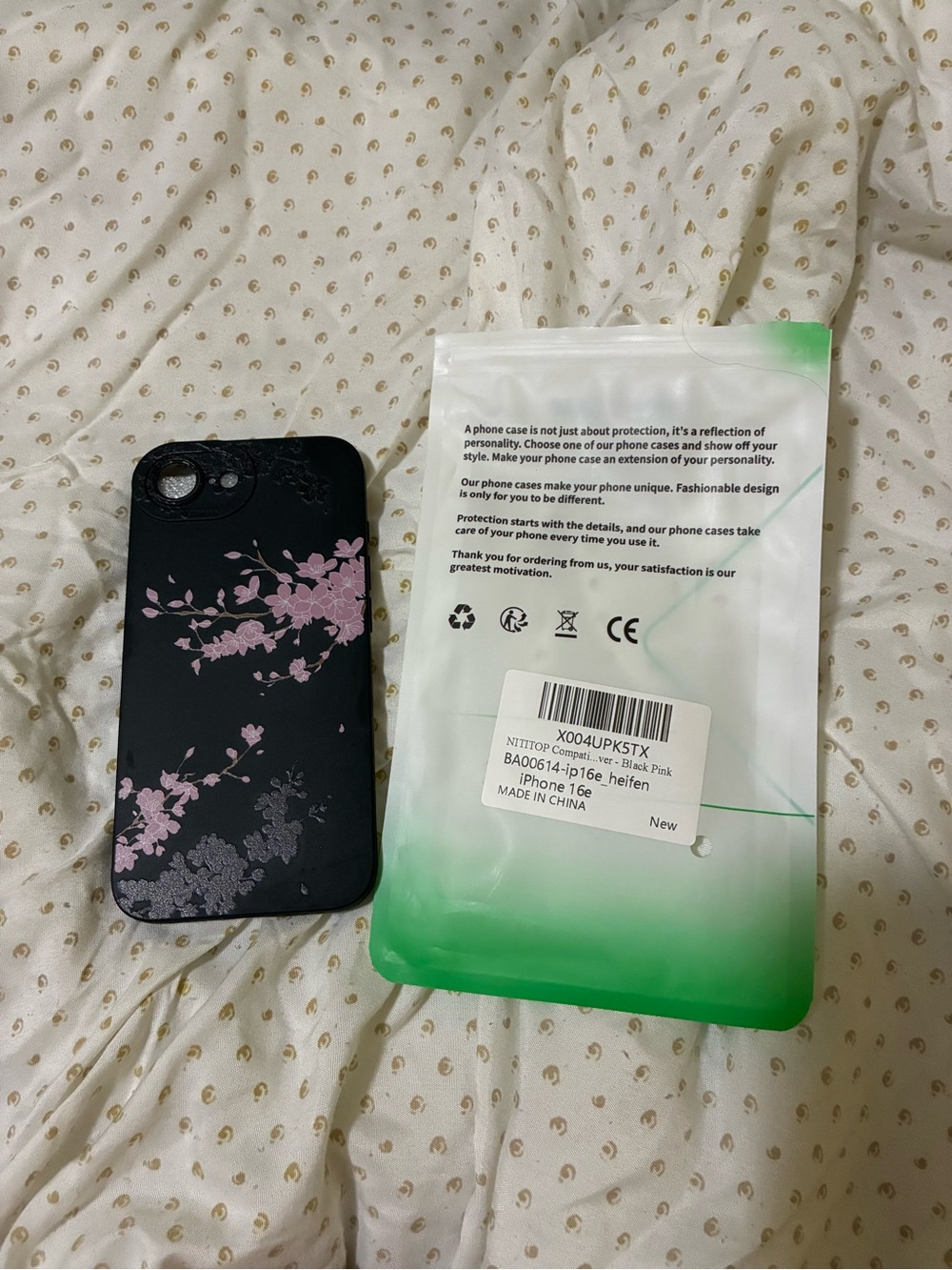 Black & Pink Floral Protective Phone Case for iPhone 16e